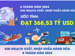 6 tháng năm 2024, tổng kim ngạch xuất, nhập khẩu đạt 368,53 tỷ USD