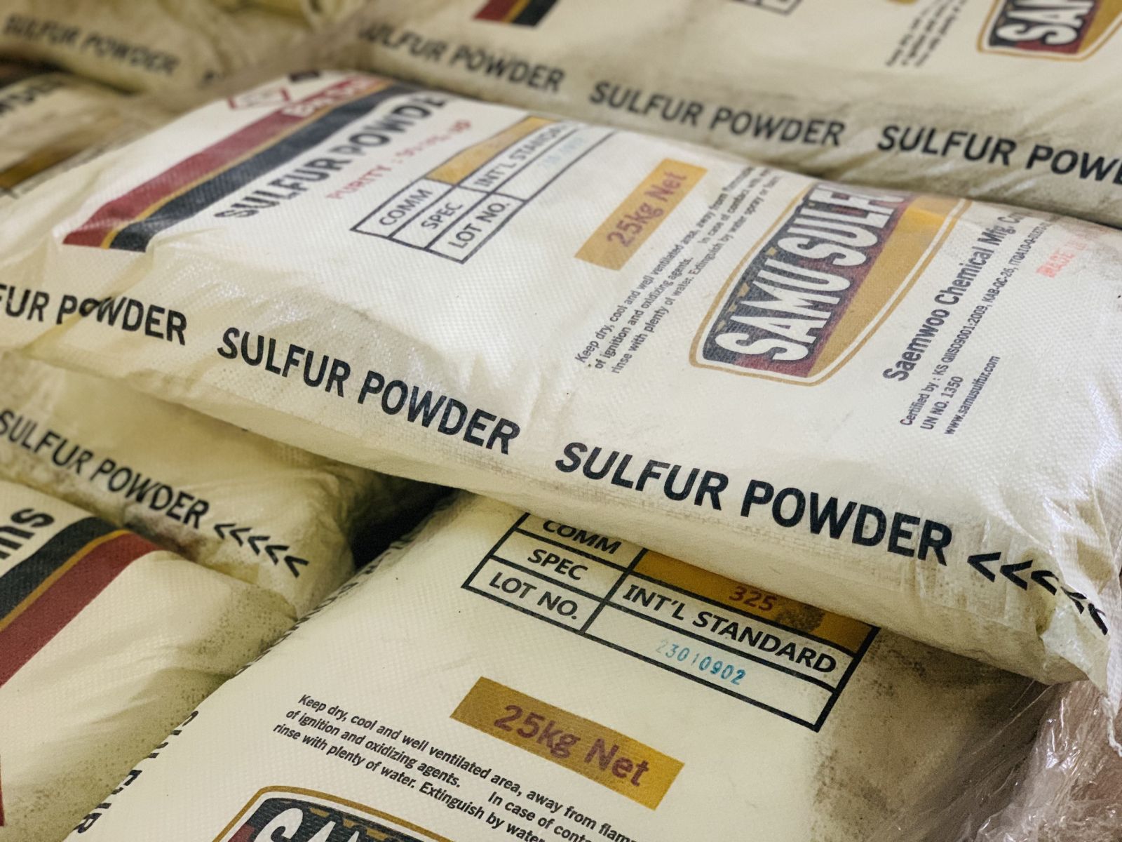 Lưu huỳnh 325 | S-powder, Sulfur dust 99,9%, Philippines, bao 25kg